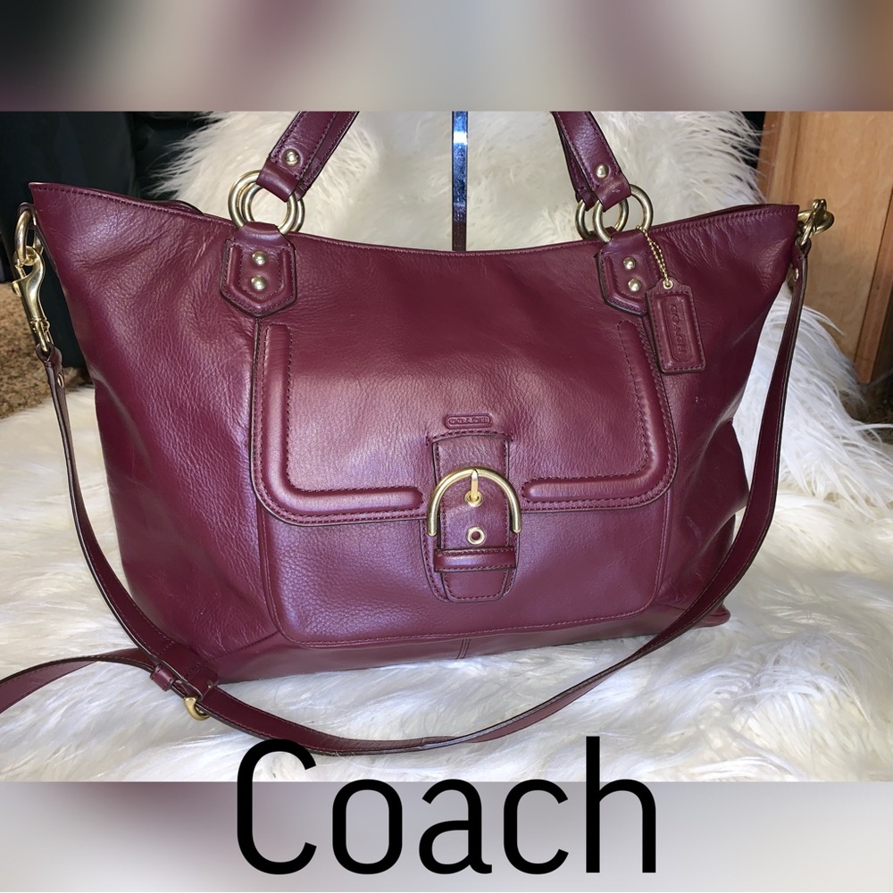 Coach Leather Campbell Izzy Fashion Satchel Brass Burgundy F24683